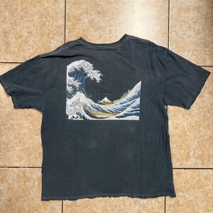 Graphic Short Sleeve Tee - Black with Wave Print